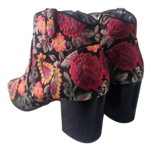 Crown Vintage Frankie Embroidered Open Toe Ankle Boot Shoe Size 11M - Picture 4 of 9